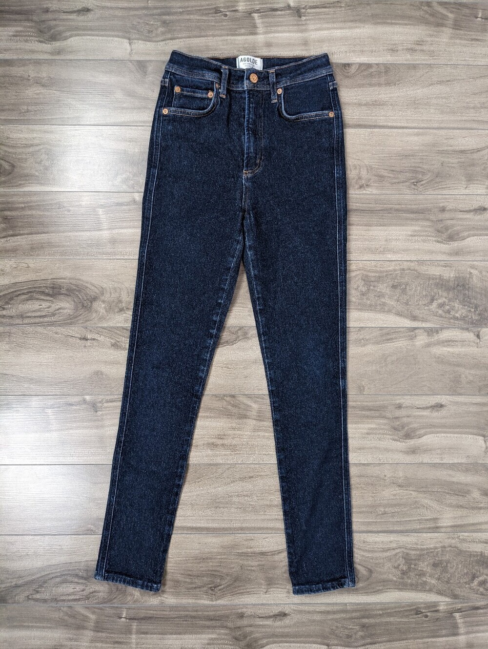 Agolde Women's Dark Blue Jeans Roxanne Super High Rise Skinny Size 25